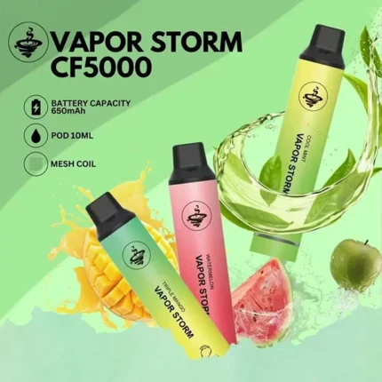 VAPOR STORM拋棄式電子煙 CF5000口 10ml 發光可充電